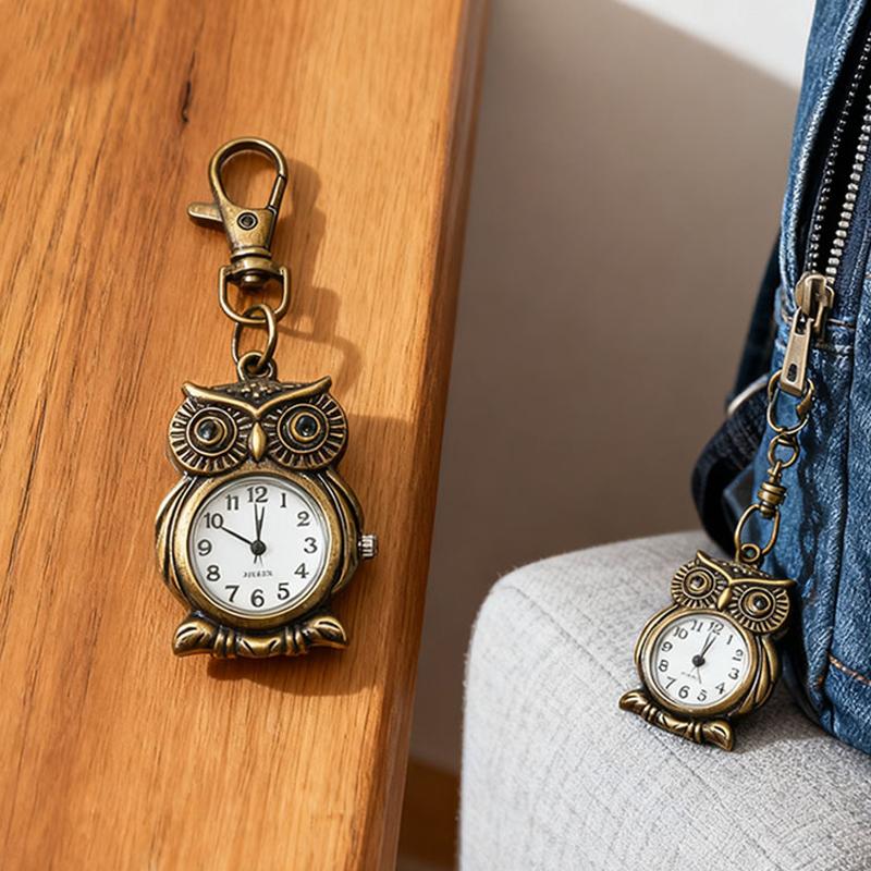 Tiny Cute Owl Shaped Pendant Pocket Watch For Kid Men Women Retro Quartz Pocket Clock Gifts Arabic Numerals Dial