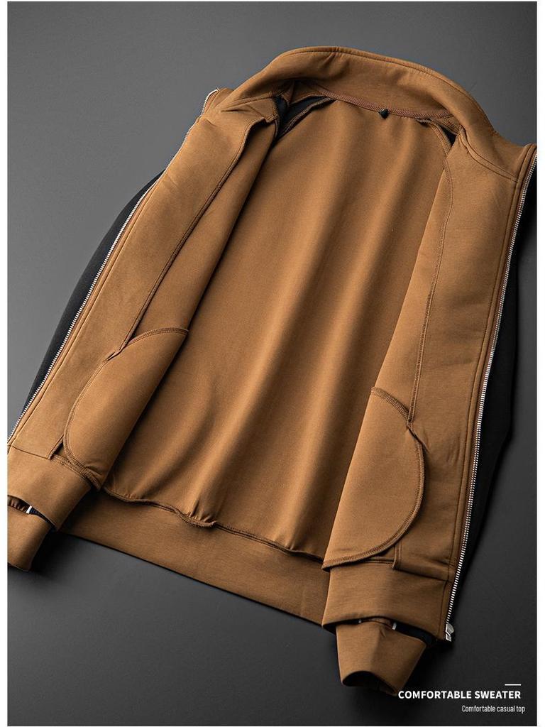 Men's High Collar Patchwork Zipper Hoodie - Light Luxury Autumn/Winter Collection