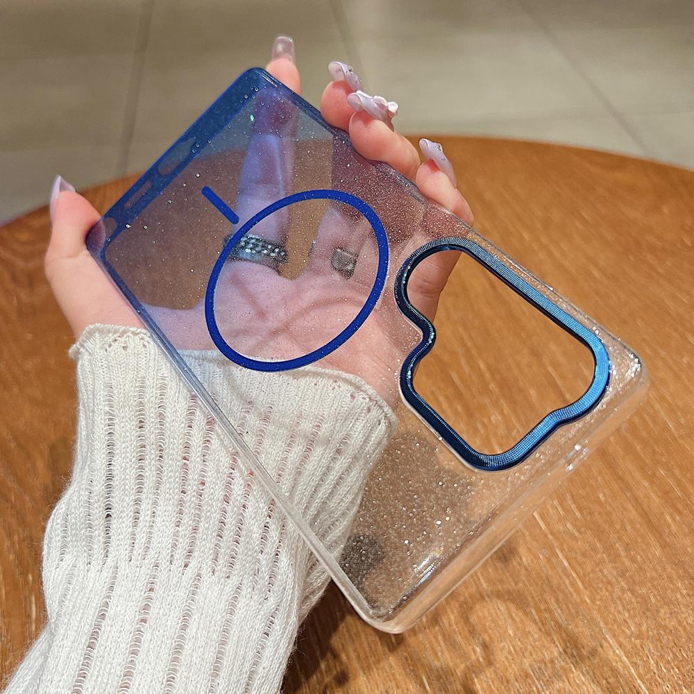 KEYSION Luxury Gradient Glitter Magnetic Phone Case for Samsung S22 S23 S25 Ultra S25+ Edge S24 FE Wireless Charging Shockproof Cover