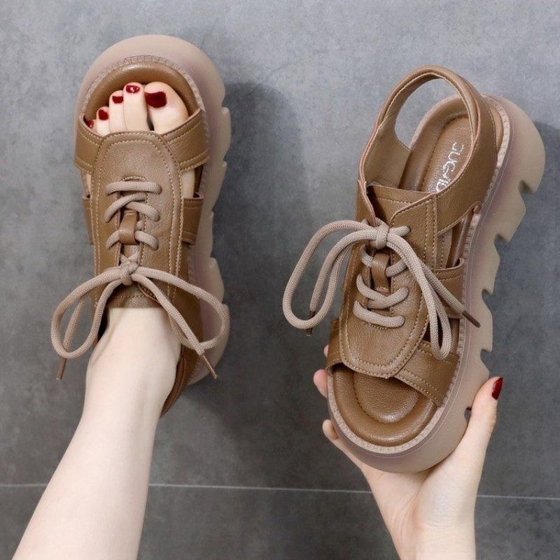 New Style Shoes Thick-soled Shoes Sponge Soft-soled Mid-heel Sandals