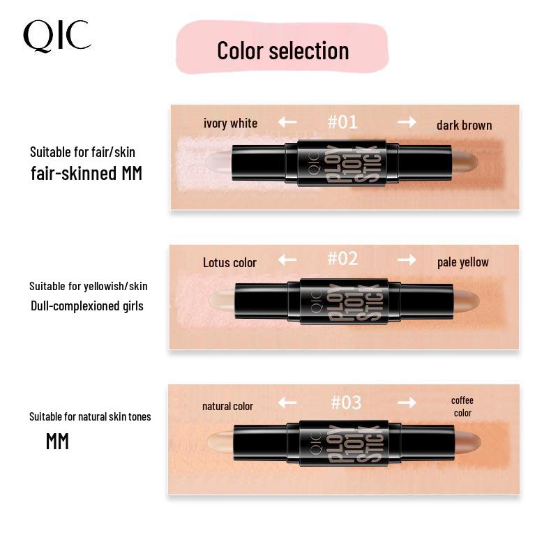 QIC Qini Cai Double-Headed Contour & Highlight Stick for Three-Dimensional Makeup.