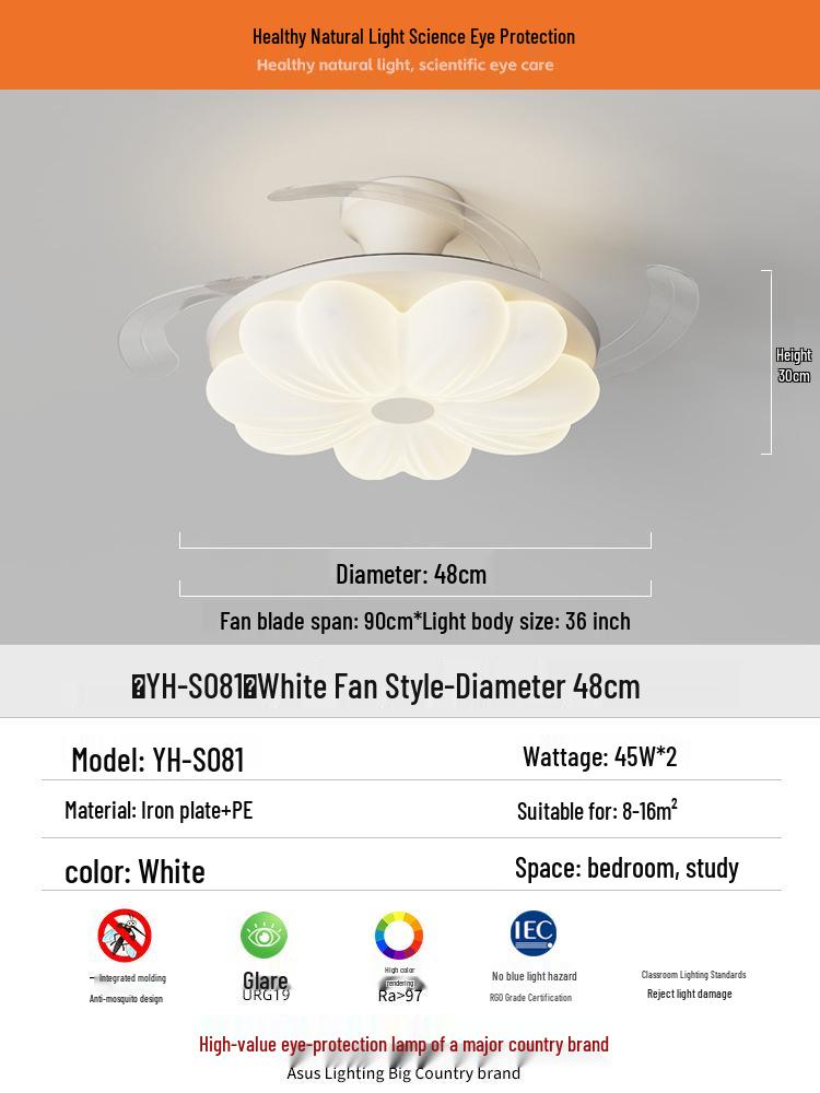 

Modern Minimalist French Flower Ceiling Fan Light for Children s Bedroom or Dining Room Standard Remote
