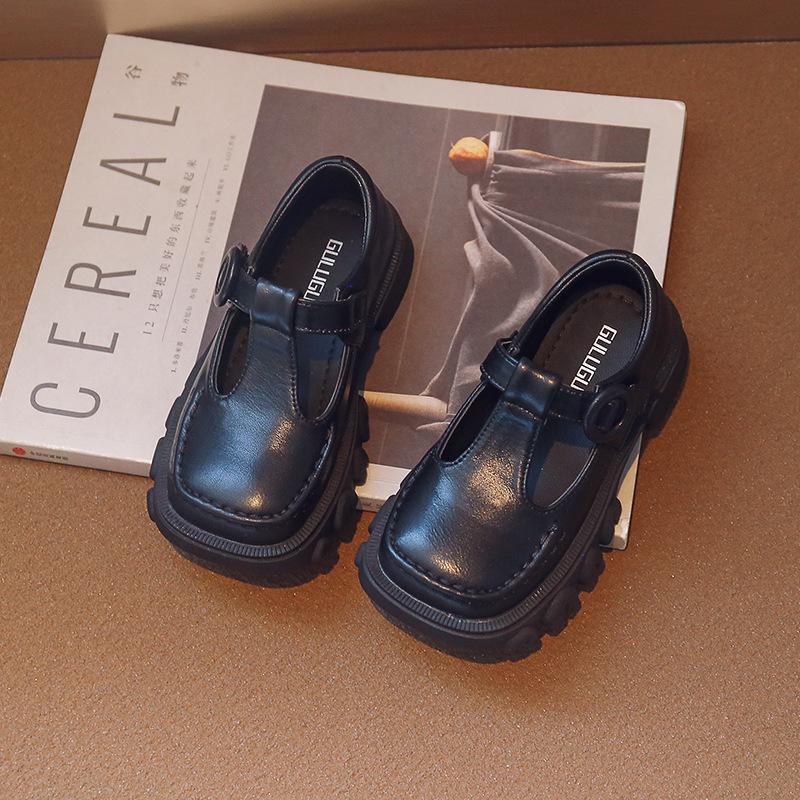 Kids Boys Square Toe Shoes for School Spring New Solid Color Non-slip Thick Bottom Girls Child Fashion Loafers 2024 Breathable