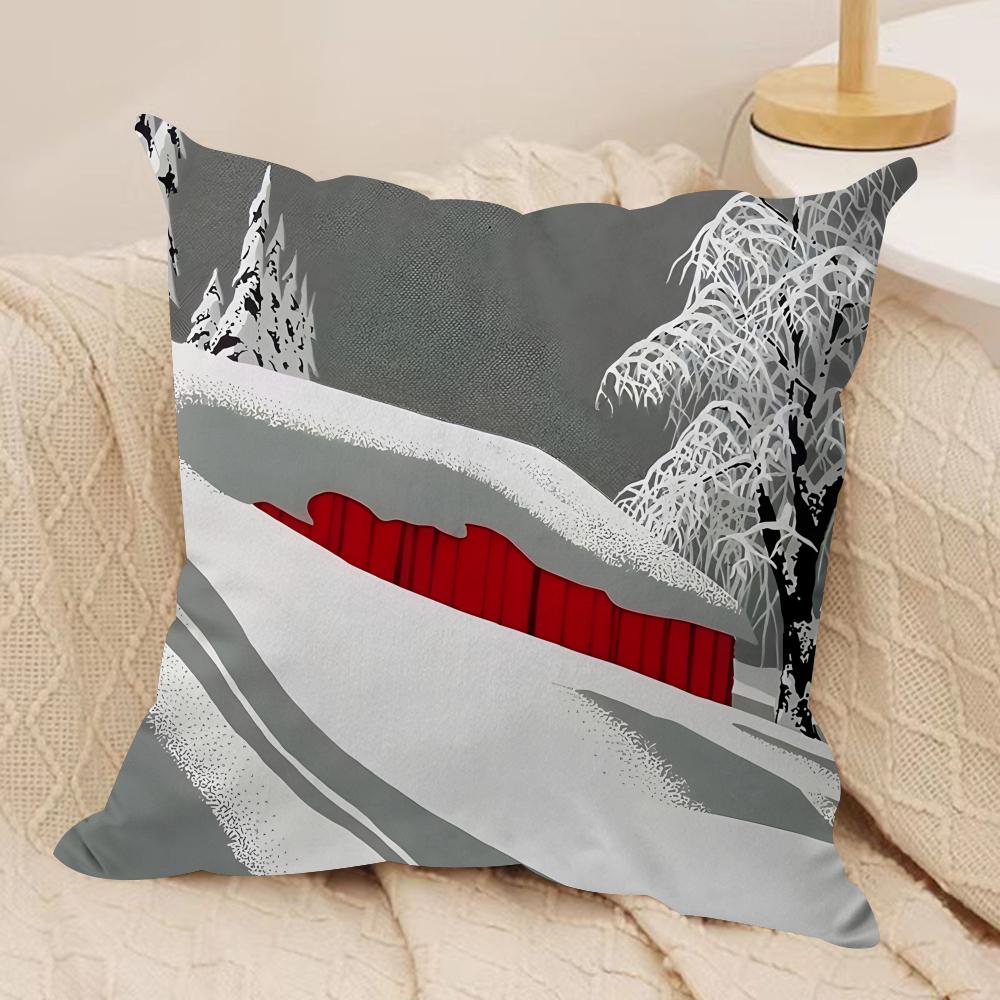 Snow Night Art Cushion Cover Silky Short Plush Invisible Zipper Dustproof Sofa Pillow Case For Home Decor