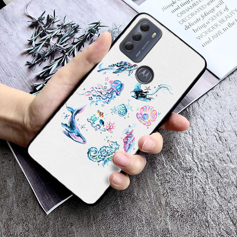 Phone Case For Moto G86 G85 G75 G15 G05 G56 G72 G53 G54 G84 G60 G31 G32 G24 G 5G G Play Sea Summer Dolphin Shark Turtle