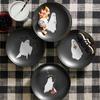 Halloween Ghost Plate 7 Inch Resuable Plastic Ghost Plate Round Dinner Dessert Tableware for Trick or Treat Halloween Party Supplies