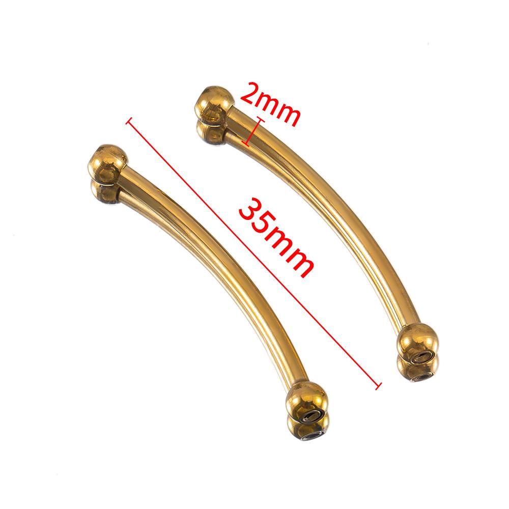 5pcs Stainless Steel 30 35 40mm Perforated Bend Tube Beads DIY Jewelry Connector Beads Craft Bracelet Necklace Finding Wholesale