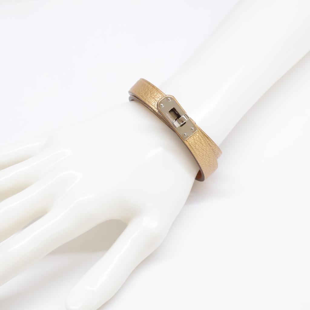 Hermes [Brand New, Unused] 2024 W-stamped Mini Kelly Double Tour Leather Bracelet T2 Metallic goldUsed