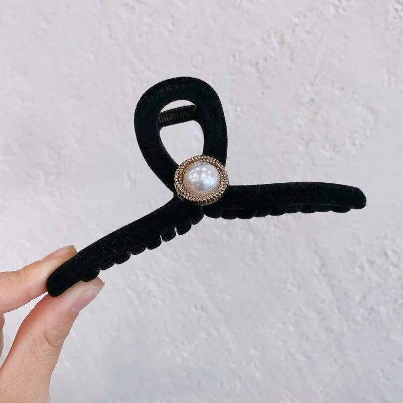 Retro Flocking Star Hair Claw Clip Female Vintage Large Plate Hairpins Barrettes Shark Clip Headdress For Women Hair Accessories