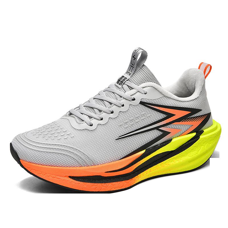 Professional racing carbon board running shoes popcorn soft sole velvet sports couple shoes shock absorption rebound wear-resistant casual shoes