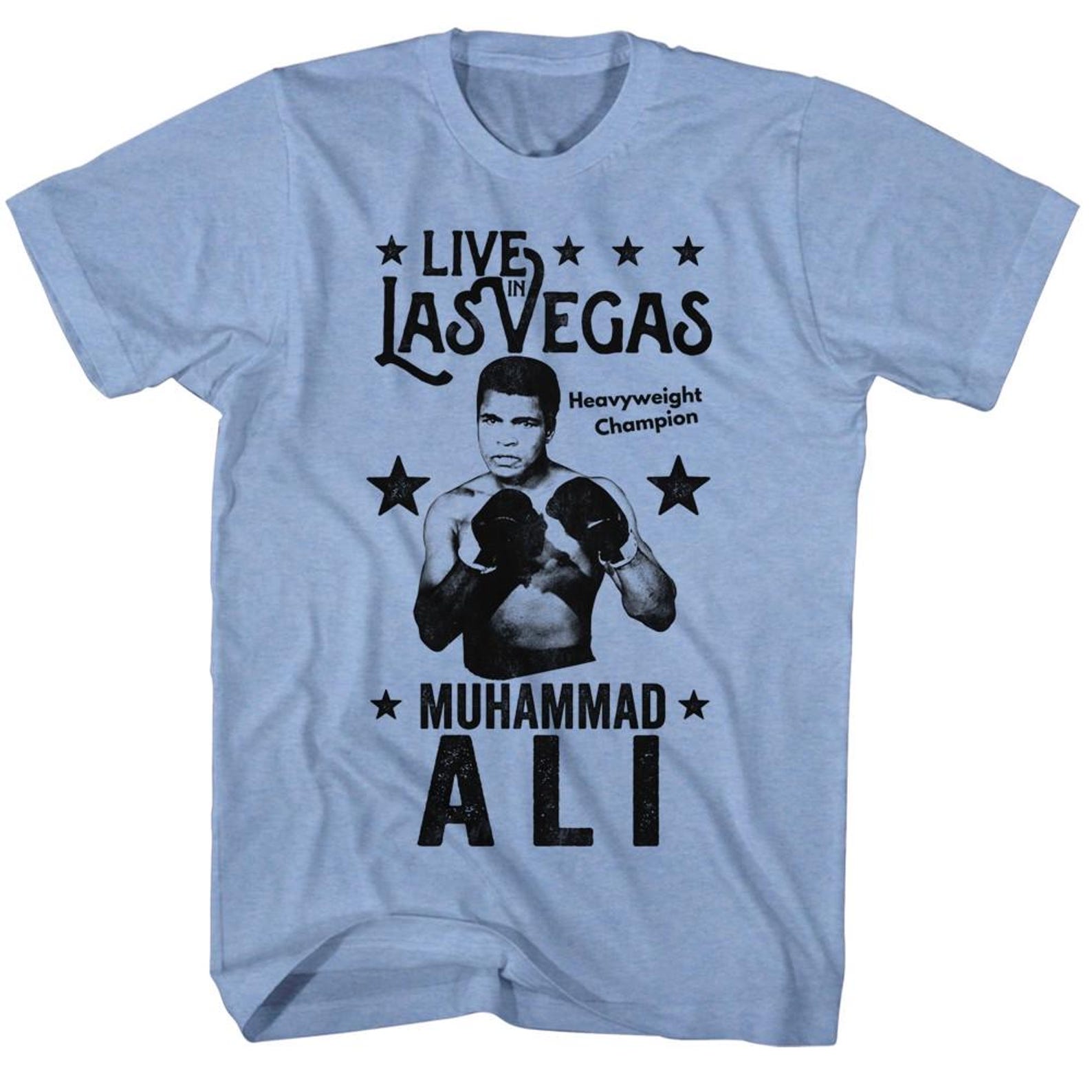 Muhammad Ali Live In Vegas Light Blue Heather Adult T-Shirt S