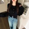 Korean Style Hollow Knit Cardigan - Autumn Winter Soft & Gentle Solid Color Sweater Coat for Women