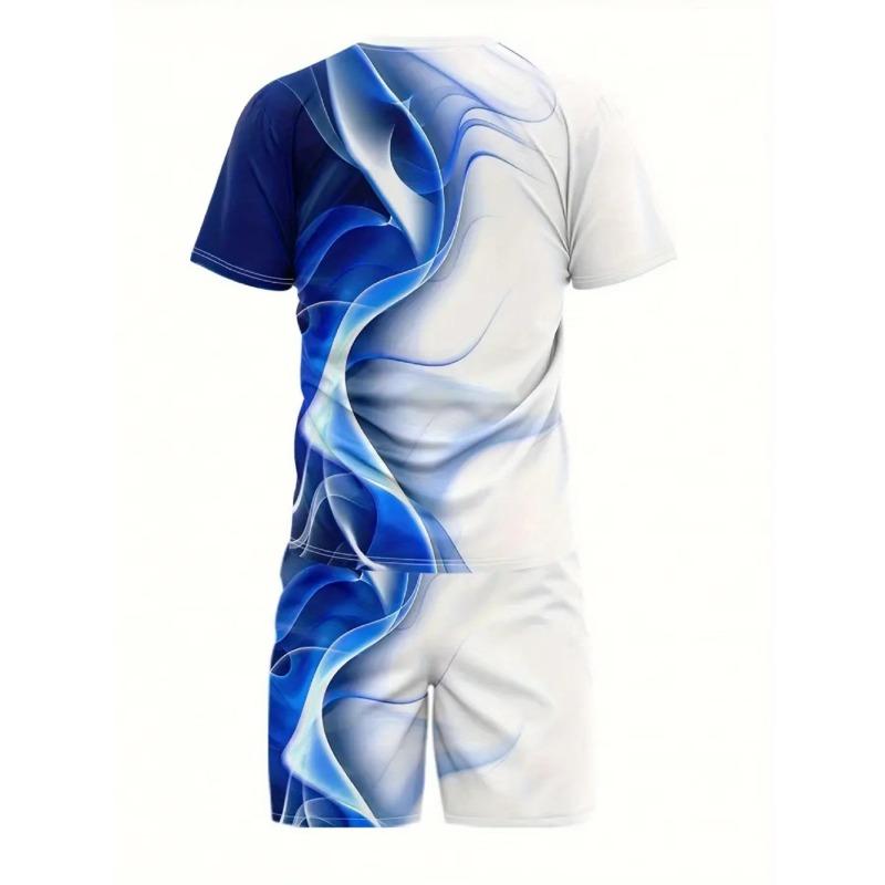 Men s trendy collar short sleeved shorts two-piece set S
