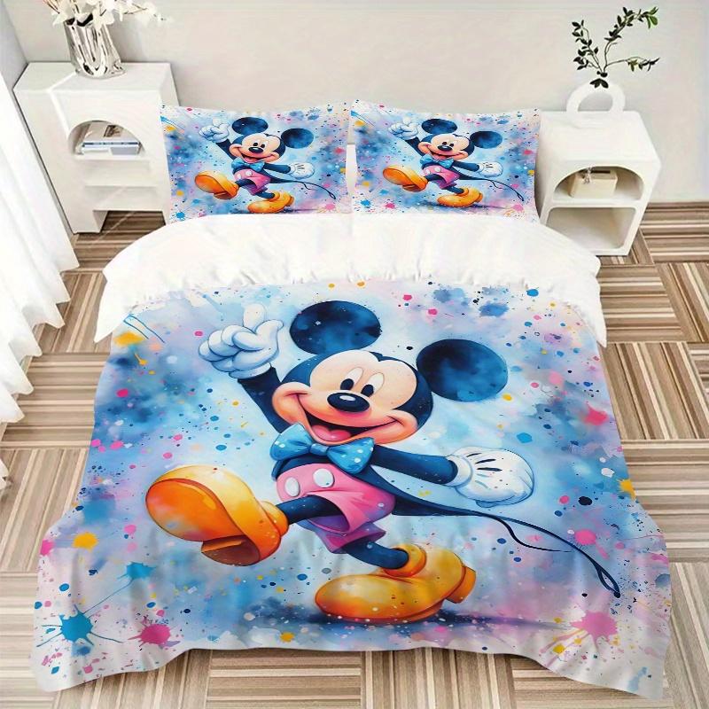 3pcs Happy Mickey Printed Quilt Set Soft and Comfortable Quilt Cover for Bedroom, Guest Room Bedding Set B047