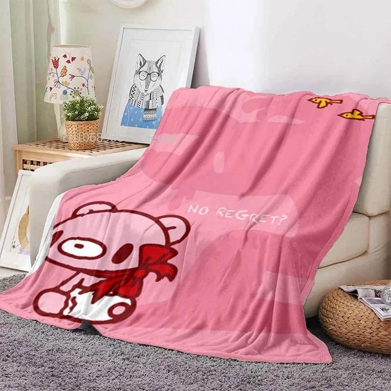 Cartoon Gloomy Bear Printed Blanket for Beds Sofas Warm Soft Flannel Blanket Gift