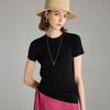Wudao Mulberry Silk & Linen Blend Rib Knit Short Sleeve T-shirt