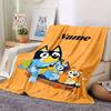 Bluey Family Skateboard Adventure Flannel Blanket With Customizable Name Comfortable In All Seasons Suitable For Sofas Beds Travel Camping And Office
