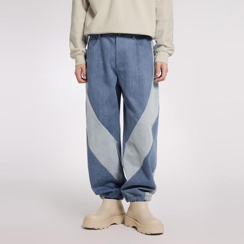 CROQUIS Men's 2024 Spring Patchwork Wide-Leg Denim Jeans