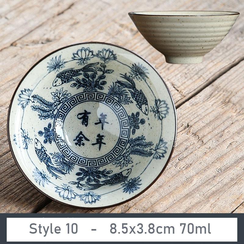 1 Stück Handgefertigte Konische Tasse Antike Pflanzenasche Porzellan Teetasse Reise Keramik Teeschale Anti-Verbrühungs Retro Meditationsbecher Teeset 70ml