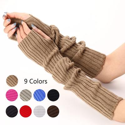 Ankle Wrist Sleeves Harajuku 52cm Girls Gloves Women Arm Warmers Japanese White Black Goth Knitted Fingerless Gloves