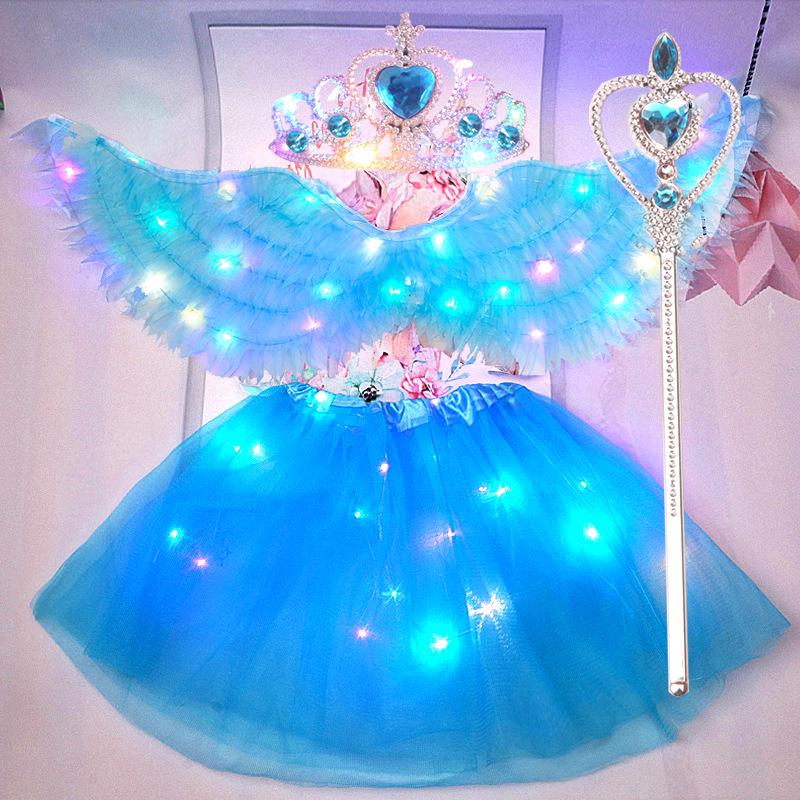 Children's Glowing Angel Wings with Colorful Neon Lights for Mid-Autumn and Halloween Festival Performances