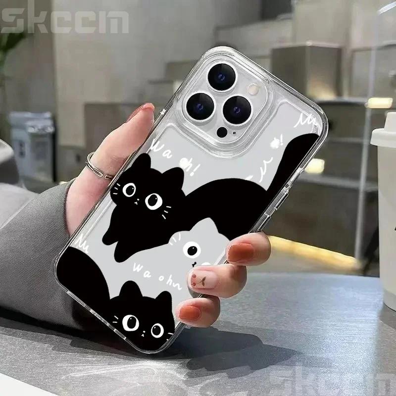 Cartoon Animal Cute Cat Soft Clear Phone Case For iPhone 15 Cases iPhone 16 14 13 12 11 Pro Max Mini XS XR X 7 8 Plus Cover