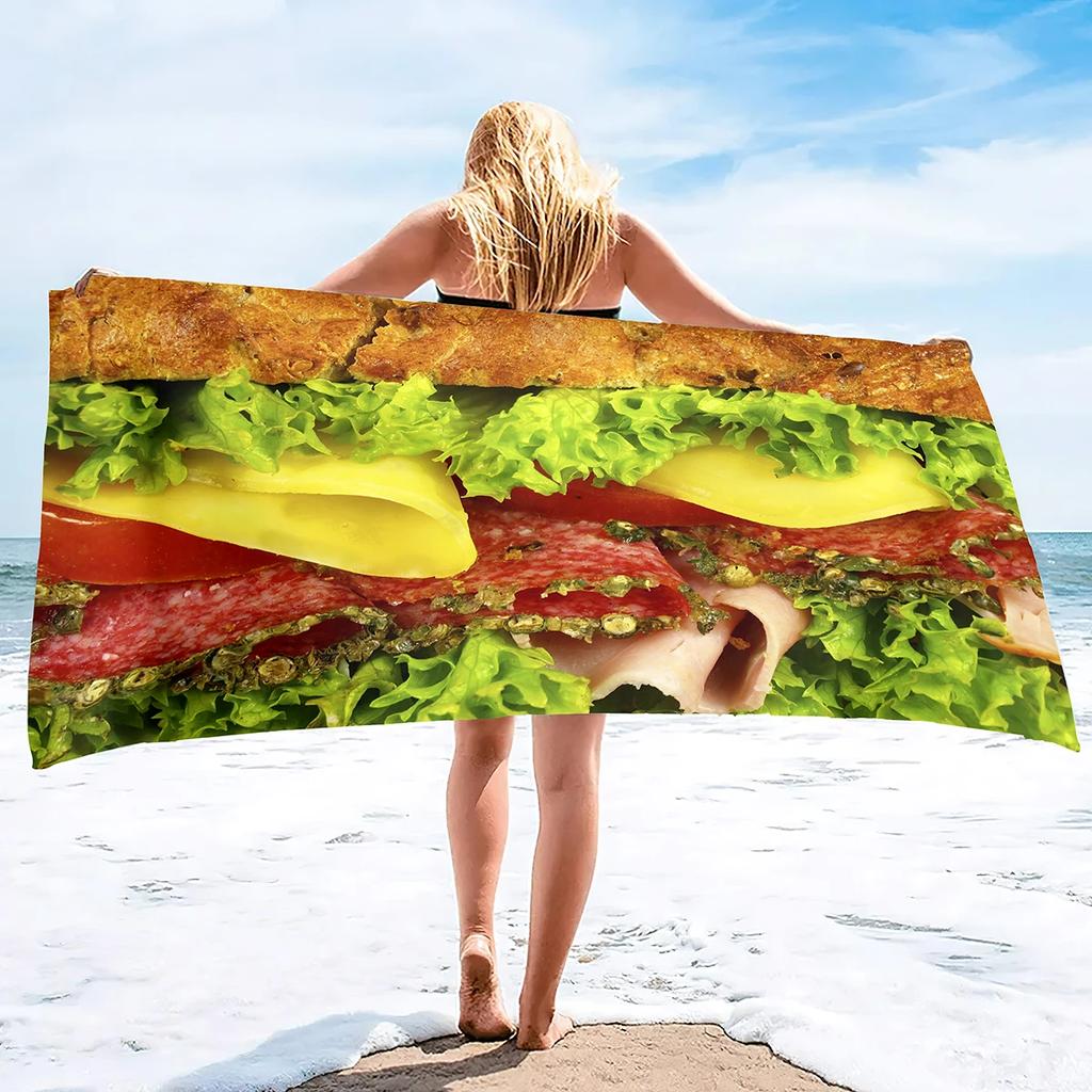 Beach Towel For Women, Girls, Kids, Men, Food Prints Bath Towels Pool Towel Super Soft Plush Towels For Man Women Beach Lovers