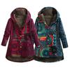 Winter New Women's Cotton Linen Printed Hoodie Warm Fleece Coat In Stock