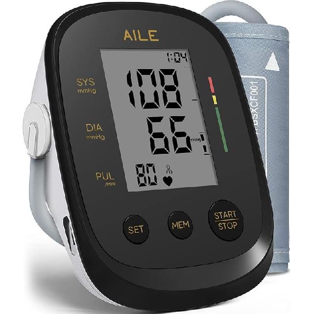 Blood Pressure Monitor, AILE Blood Pressure Machine Upper Arm Large Cuff(8.7"-16.5"), High Automatic Blood Pressure Monitors Cuff for Home Use, (BP)