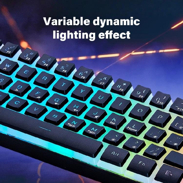 LED Mechanical Keyboard Hot Swappable Gaming Keyboard Corded Keyboard 61 Keys Gaming Keyboard for Computer Laptop