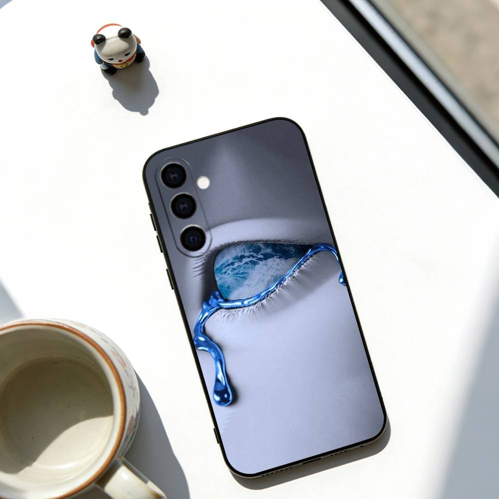 Blue & White Grace Phone Case Black Silicone Soft For Samsung Galaxy A73,A72,A71,A70,A53,A52,A51