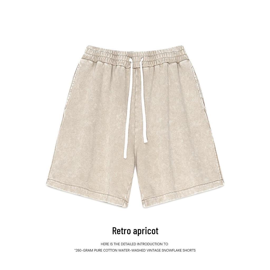 Herren Hong Kong Stil Vintage Gewaschene Baumwollshorts – Trendy, Locker, Vielseitig, 260g Fünf-Punkt Lässiger Stil