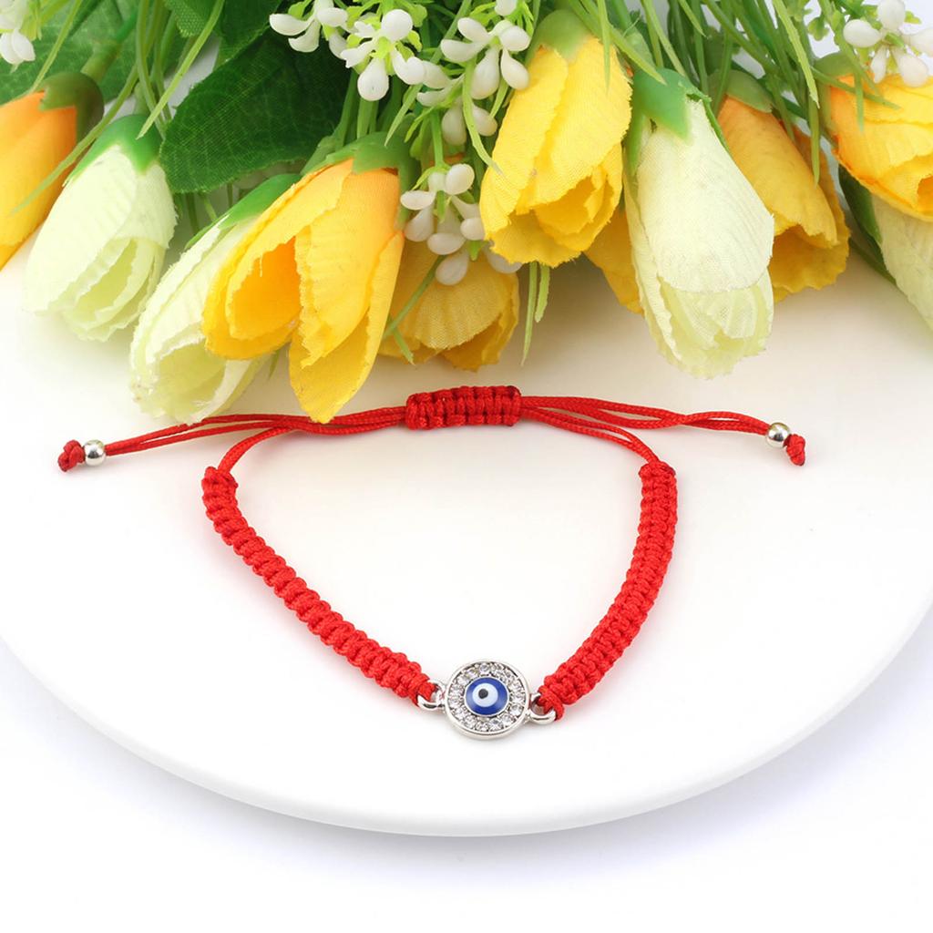 Blue Evil's Eye Bracelet Good Lucky String Braided Wrist Chain Adjustable Charm Bangle for Couples Lover Lady & Girls