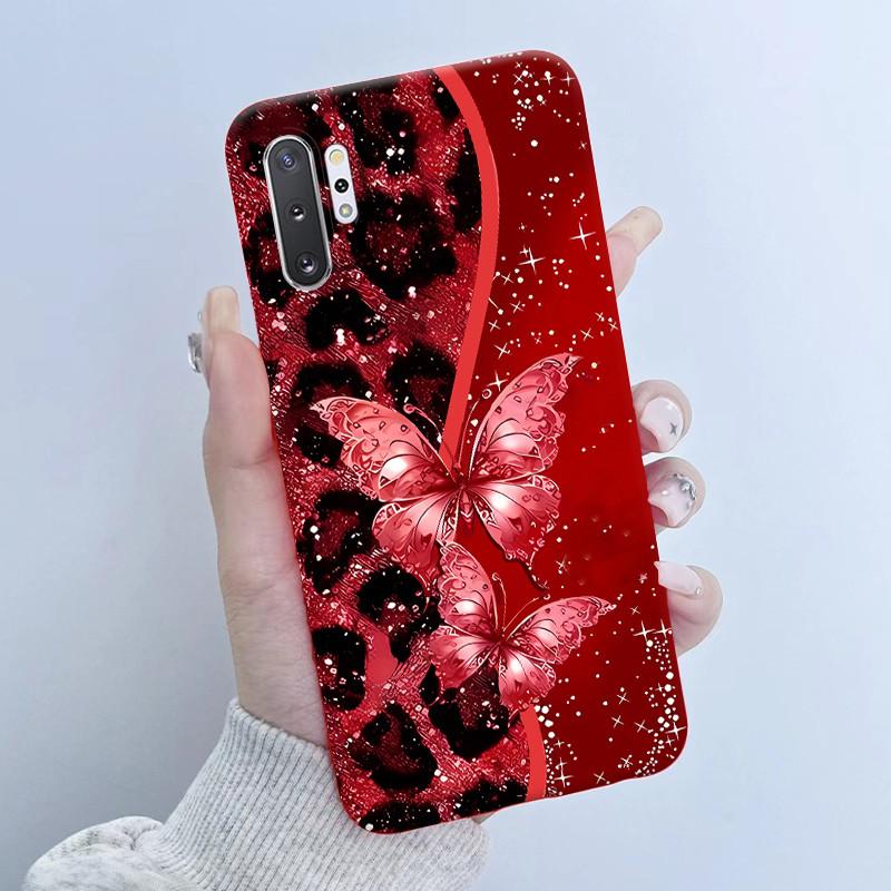 For Samsung Galaxy Note 10 Plus N970F N975F Phone Case Butterfly Flower Girl Design Soft Silicone TPU Back Housing Note10 Covers