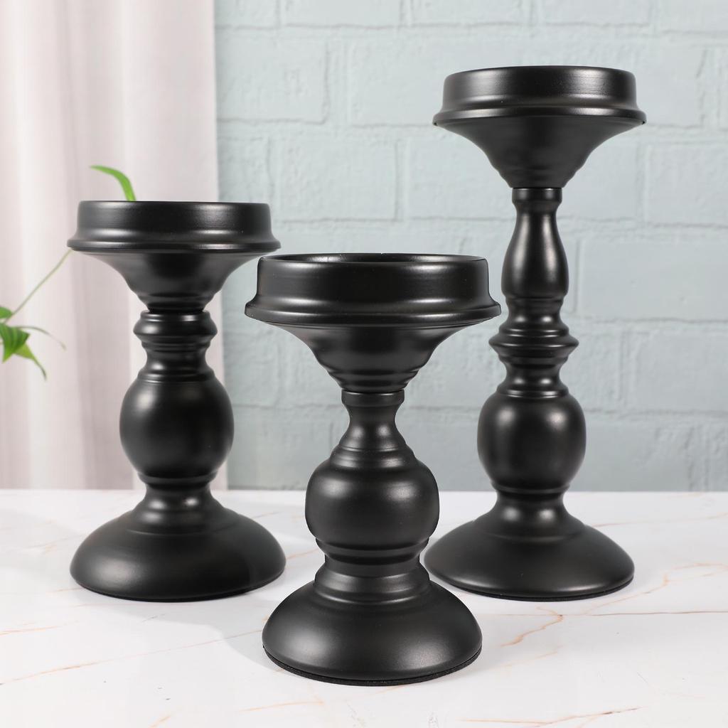 American Retro Black Iron Candlestick: Aromatherapy Pillar Candle Holder & Photography Prop