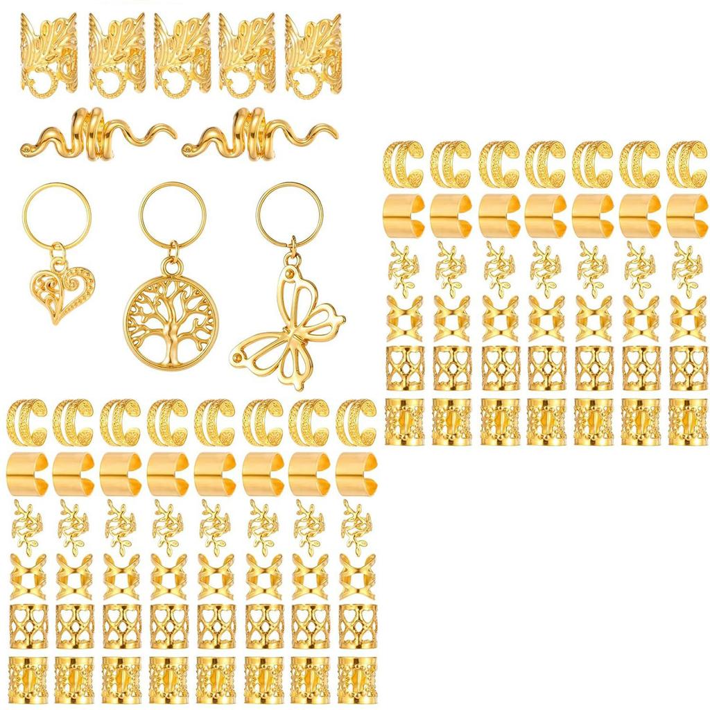 100Pcs Gold Metal Hair Accessories Adjustable Dreadlocks Jewellery Rings For Braids And Hairstyles Hair Decorations
