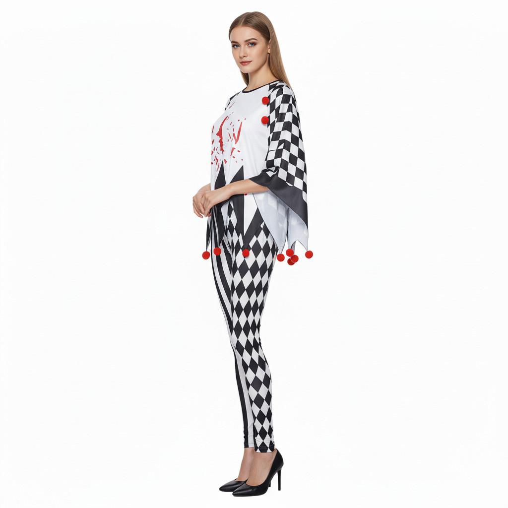 Harleen Quinzel Witch Festival Clown Cosplay Costume For Halloween Stage Performance