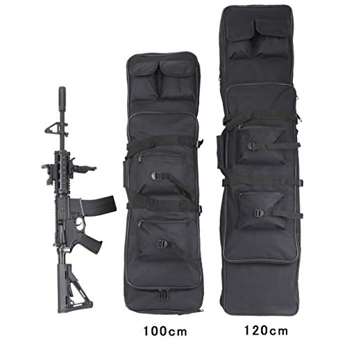 Sutekus Double Gun Case, Rifle Case, Airsoft Nylon, 2-Way, Black (120cm)