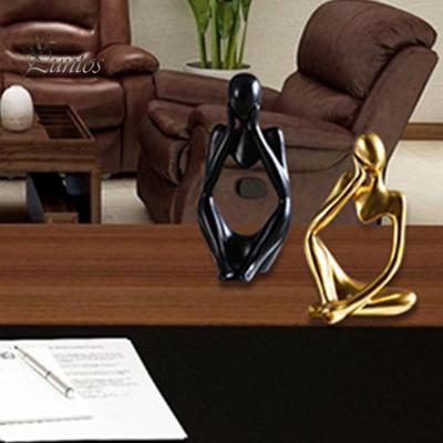 3 pezzi di figurina di pensatore astratto mini pensatore seduto statua in resina scultura soggiorno casa ufficio libreria decorazione da tavolo ornamento