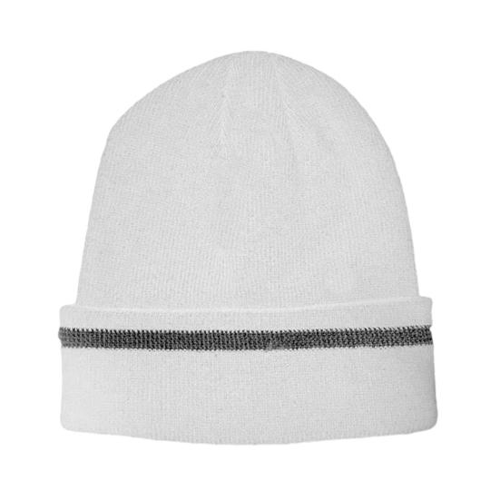 Knitting Hat Reflective Strip Design Warm Unisex Hat Outdoor Windproof Cold Resistance Elastic Hat Headwear
