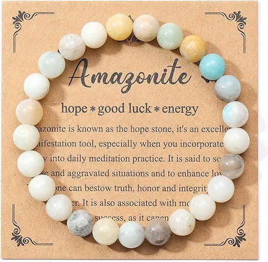 Hot Selling Natural Stone with Cardboard Beaded Elastic String Bracelet Crystal Agate Tiger Eye Stone Wholesale Bracelet Jewelry