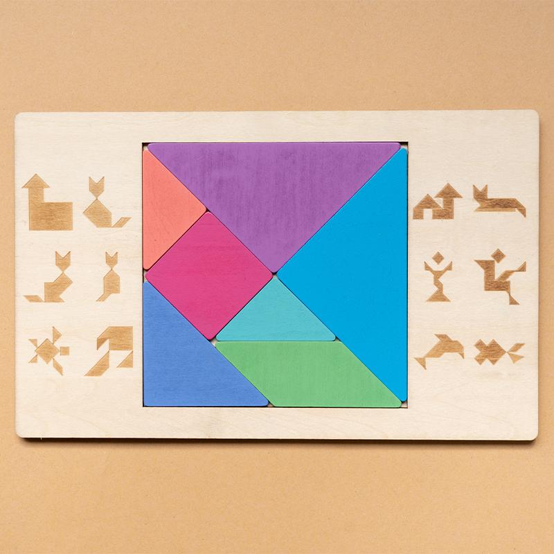 Wooden Tangram Puzzle Game - Develops Problem-Solving Skills, Enhances Mathematics and Geometry Understanding, Perfect Education