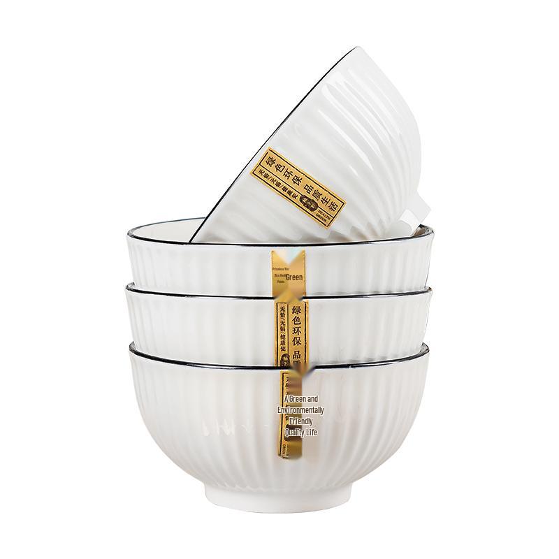Hao Ya Nordic Underglaze Ceramic Rice Bowl Set 4.5-inch Rice Bowl (Set of 4)