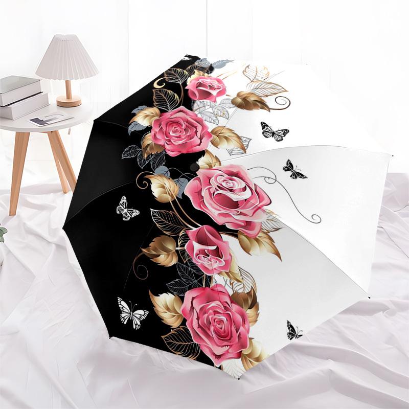 

1pc Floral Butterfly Design Umbrella with Plastic Handle,Compact & Stylish,Suitable for All Seasons ptys26023