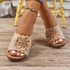 New Style Wedge Heel Thick-soled Fish-mouth One-line Shoes, Women's Shoes, Hollowed-out Beach Flip-flops