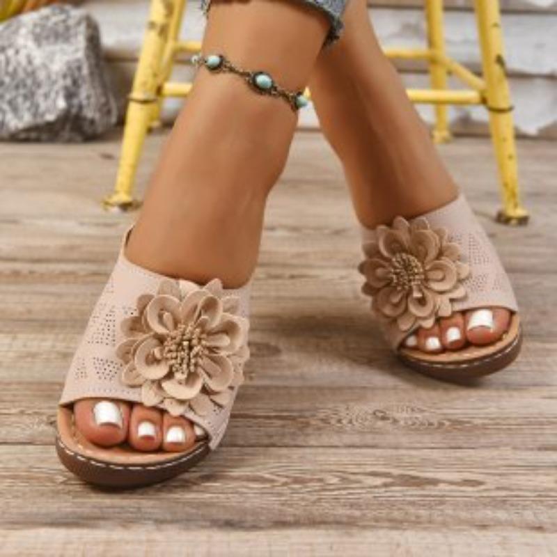 New Style Wedge Heel Thick-soled Fish-mouth One-line Shoes, Women's Shoes, Hollowed-out Beach Flip-flops