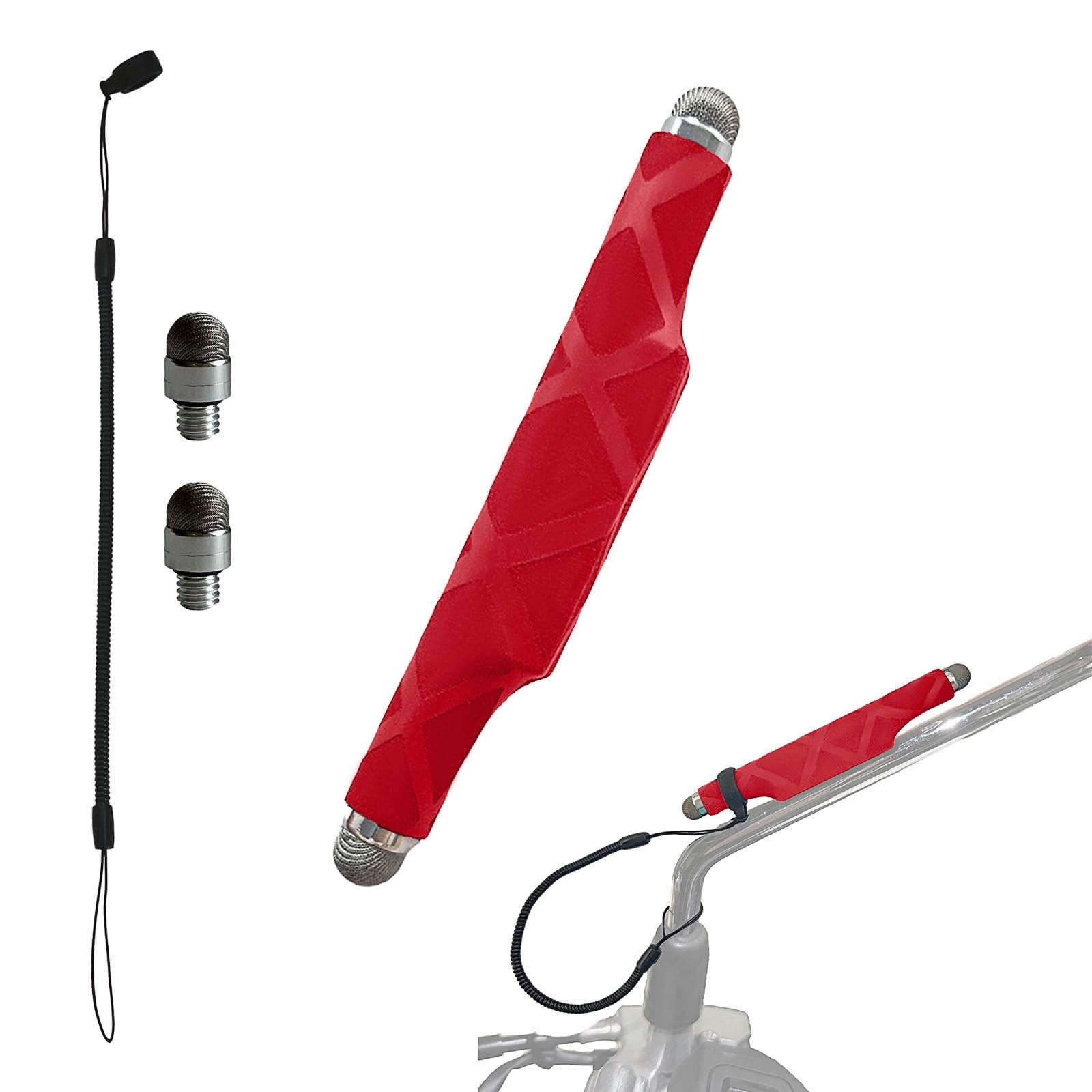 

Стилус WAITREE для мотоциклов, Металлическая пластина в комплекте, Ремешок против потери в комплекте, 2 сменных наконечника, красный