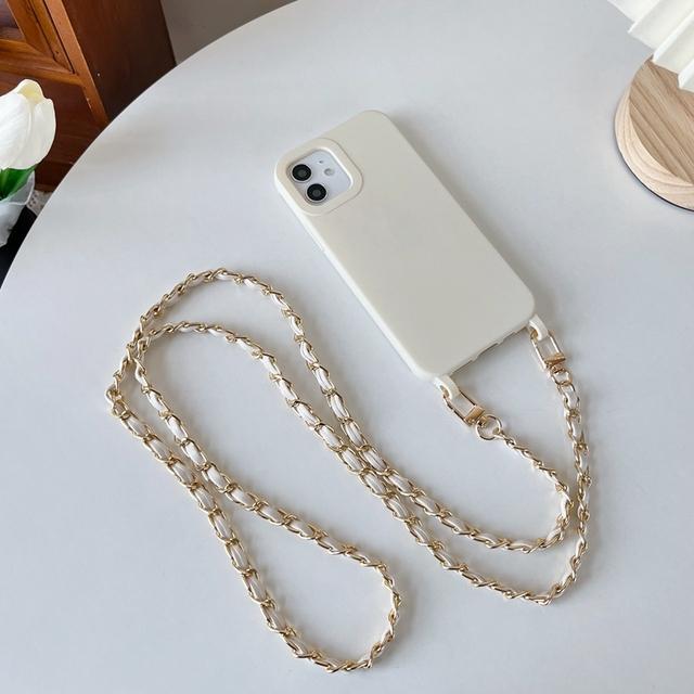 

Crossbody Leather Lanyard Candy Color Soft Silicone Phone Case for iPhone 11 12 14 13 15 16 Pro Max XS 7 8 plus Cover with Chain For iPhone 12 Pro Max&Product picture