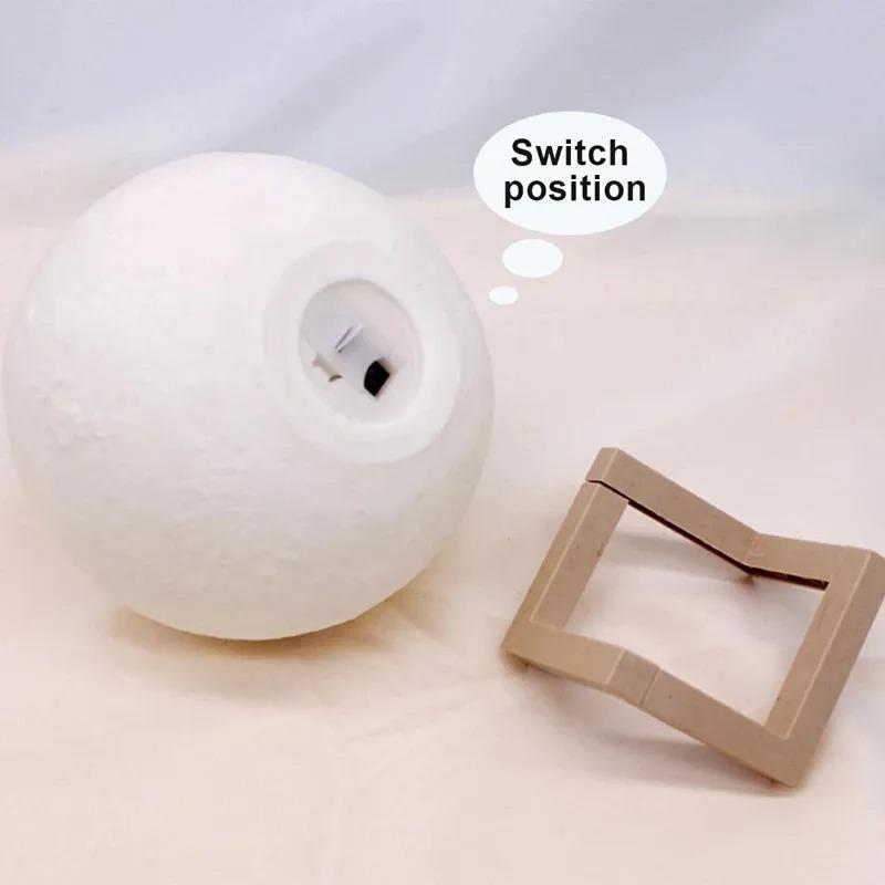 Led Moon Lamp Night Light With Stand 8/12cm Table Print Bracket Battery 3D Lights Warm white multicolor On Home Lamps Romantic