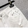 Ladies' Trousers Summer Big Yards Elastic Hole Denim Shorts High Waist Thin Loose Wide Leg Five-minute Trousers